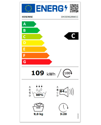 HISENSE SECADOR ROUPA 9KG BOMBA DE CALOR (C)