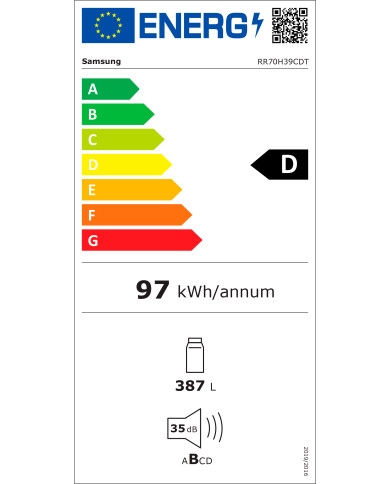 SAMSUNG FRIGORIFICO 1PT 1858X595X694 387LT NF IX (D)