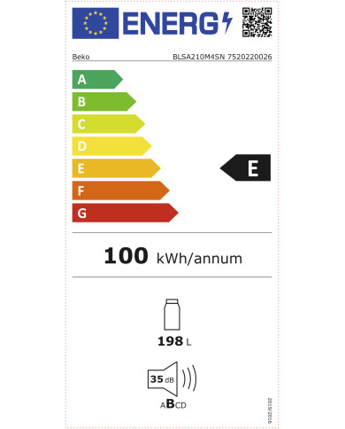 BEKO FRIGORIFICO INTEGRAR 1PT 1215x54X54 198LT (E)