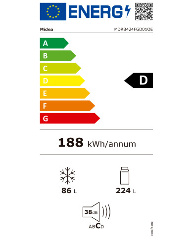 MIDEA COMBINADO 1,88x0,595x0,635MT 310LT NF BRANCO (D)