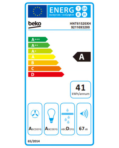 BEKO EXAUSTOR TELESCOPICO 60CM 3VELOC 574M3/H INOX (A)