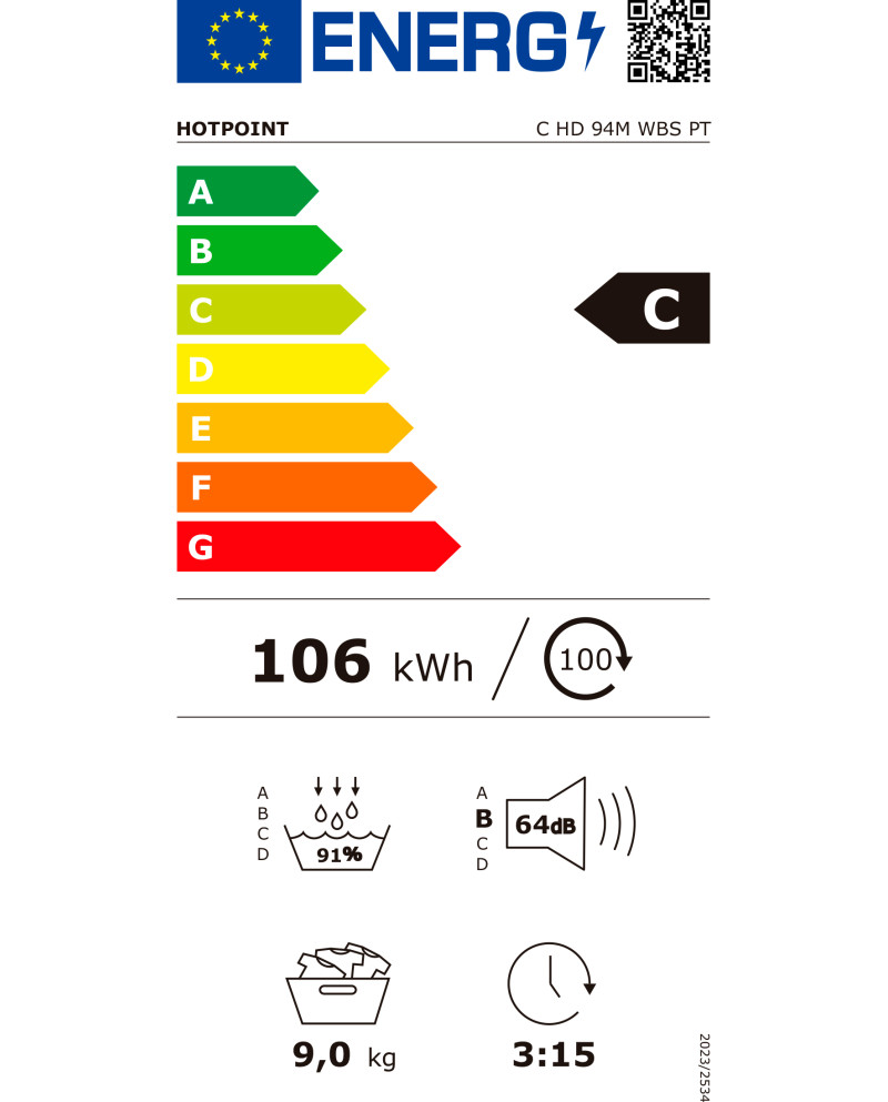 HOTPOINT SECADOR ROUPA 9KG BOMBA CALOR (C)