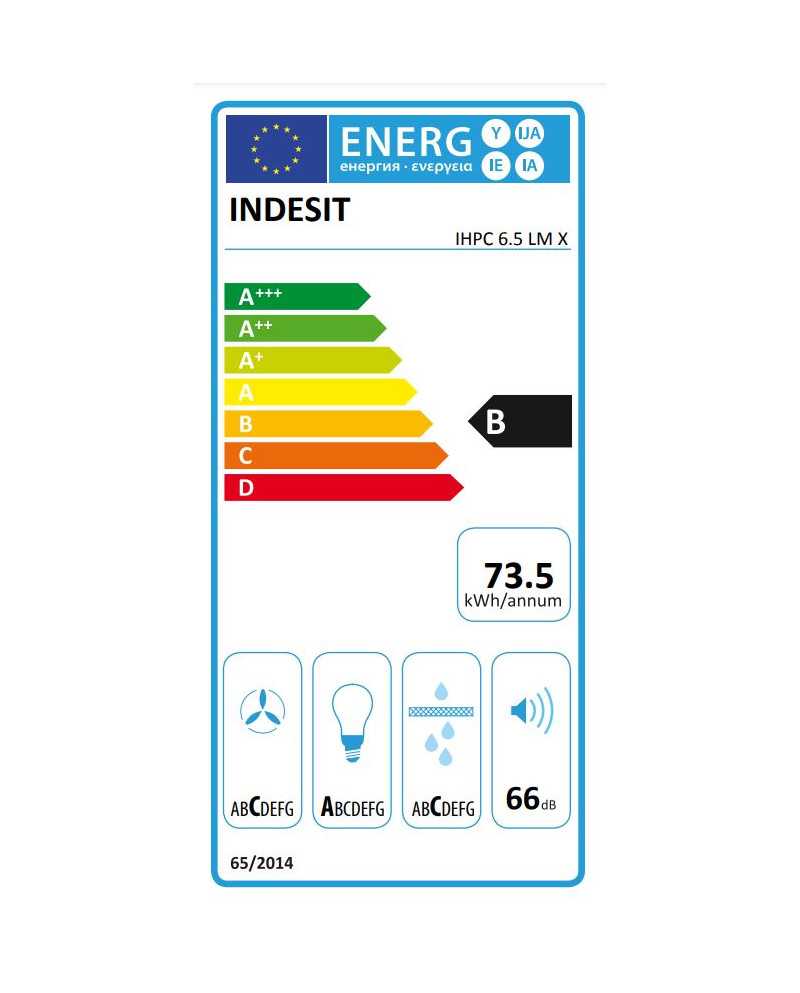 INDESIT CHAMINE 60CM 1MOTOR MAX 625M3/H INOX B