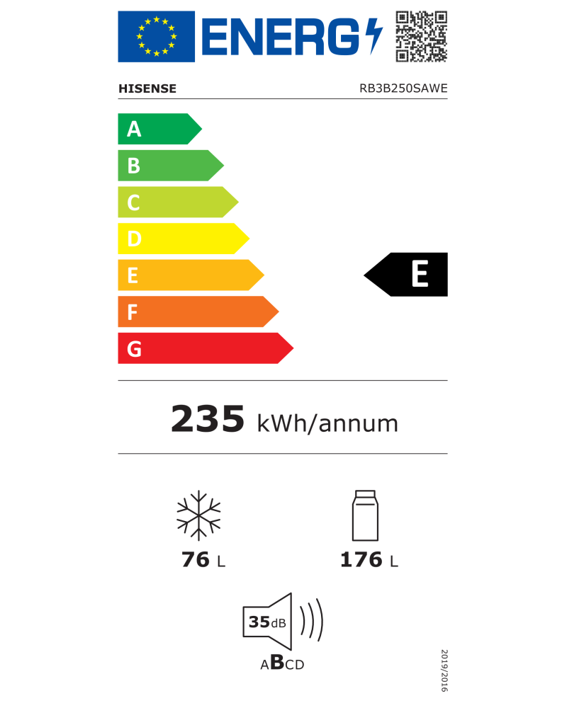 HISENSE COMBINADO INTEG 177X54X55MT NF (E)