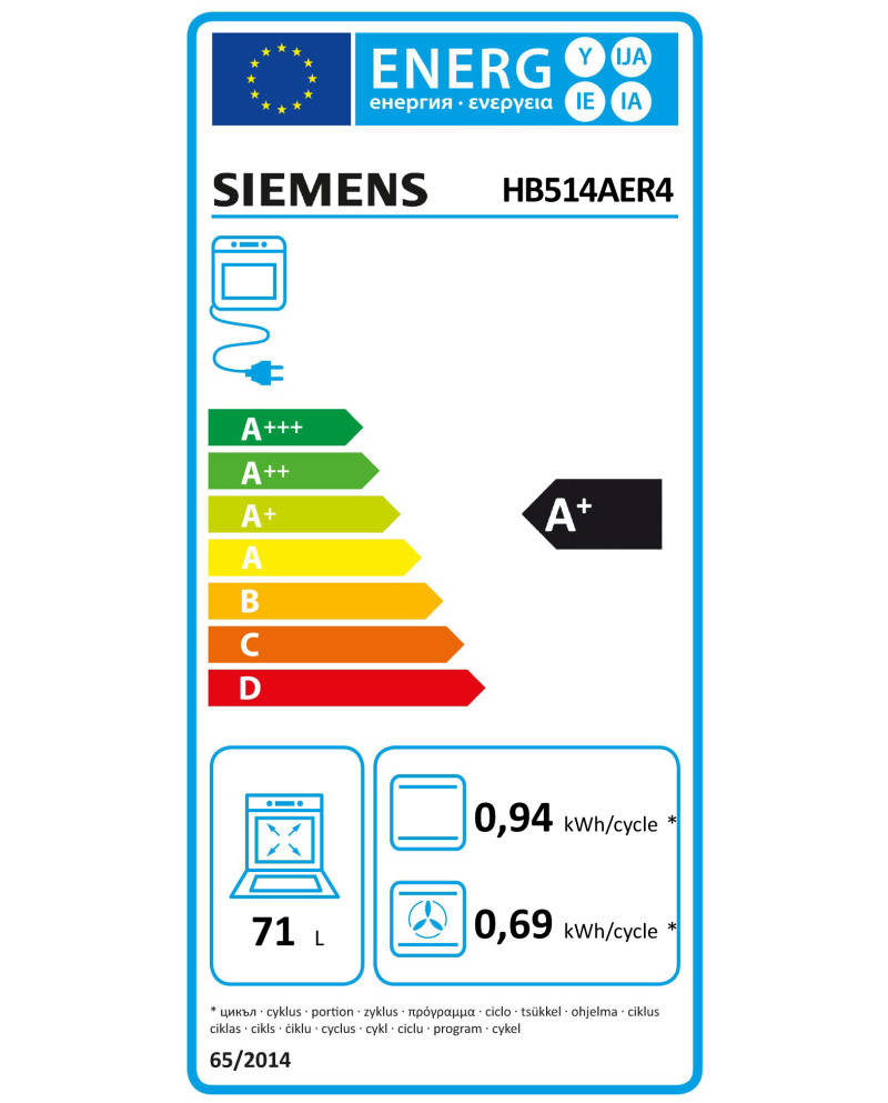 SIEMENS FORNO MULTIF 60CM 71LT INOX A+