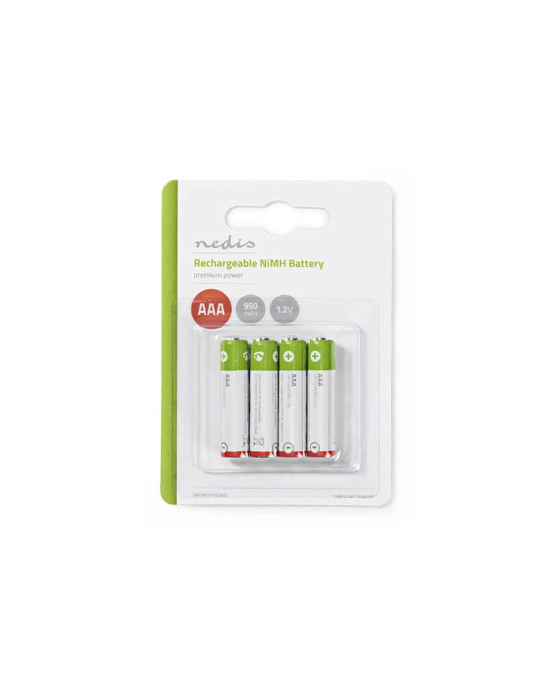 NEDIS PILHAS RECARREGAVEIS 1.2V DC 950MAH NI-MH AAA PACK4