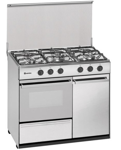 MEIRELES FOGAO INOX 5 GAS L88xP54,5CM PORTA BOTIJA VALV SEG