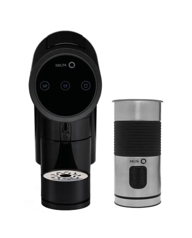 DELTA Q MAQUINA CAFE + MILQ BATEDOR DE LEITE QIT ICONIQ PRET